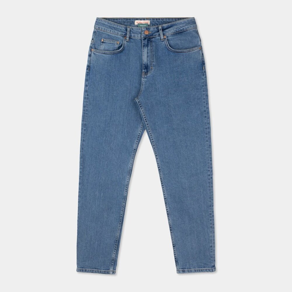 BNWT Revolution of 1995 Evergreen Mens Loose Fit Organic Cotton Blue Denim Jeans